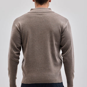 Light Brown Knitted Polo Sweater