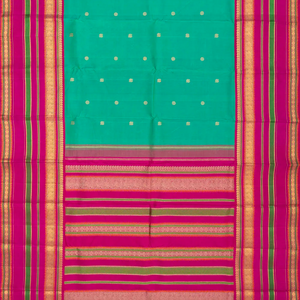 Sea Green Handloom Kanchipuram Korvai Silk Saree With Annam Buttas