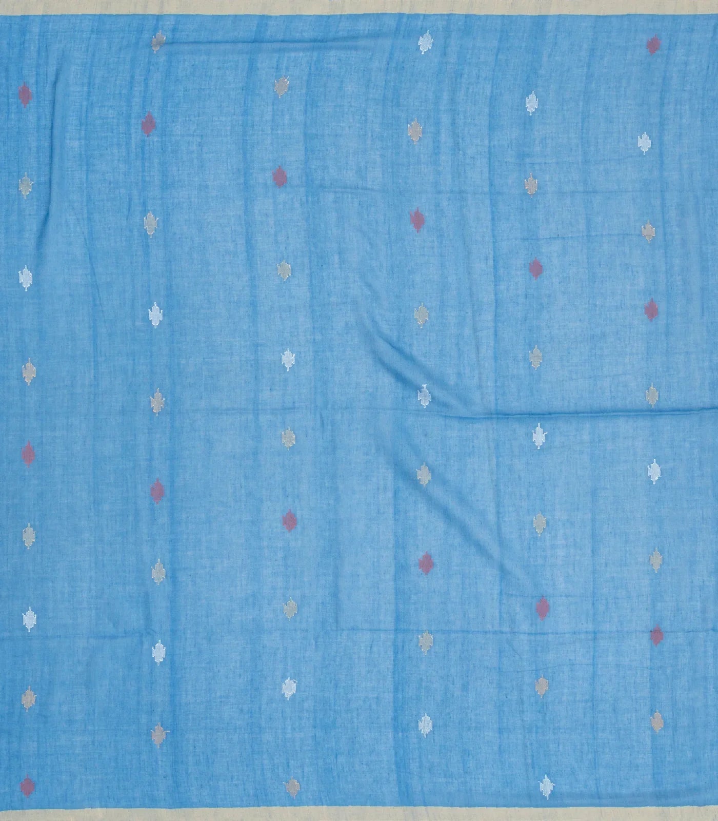 Light Blue Handloom Bengal Cotton Saree With Horse Motifs