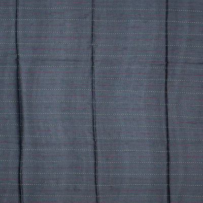 Grey Handloom Printed Tussar Silk Saree With Peacock Pallu-Grey