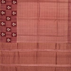 Chesnutt Pink Handloom Tussar Silk Saree With Stripes & Floral Motifs in Border