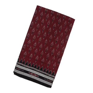 Maroon Handloom Orissa Cotton Saree With Black Border