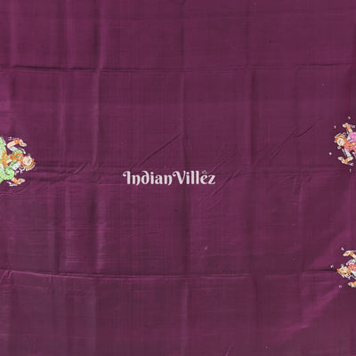 Maroon  Elephant & Shringar Ras Pattachitra Saree