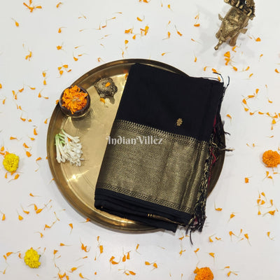 Black Maheshwari Handloom Saree