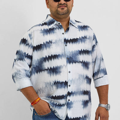 White Abstract Regular Fit Shirt