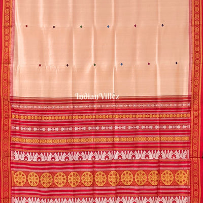 Peach Single  Butta design Odisha Ikat Khandua Silk Saree
