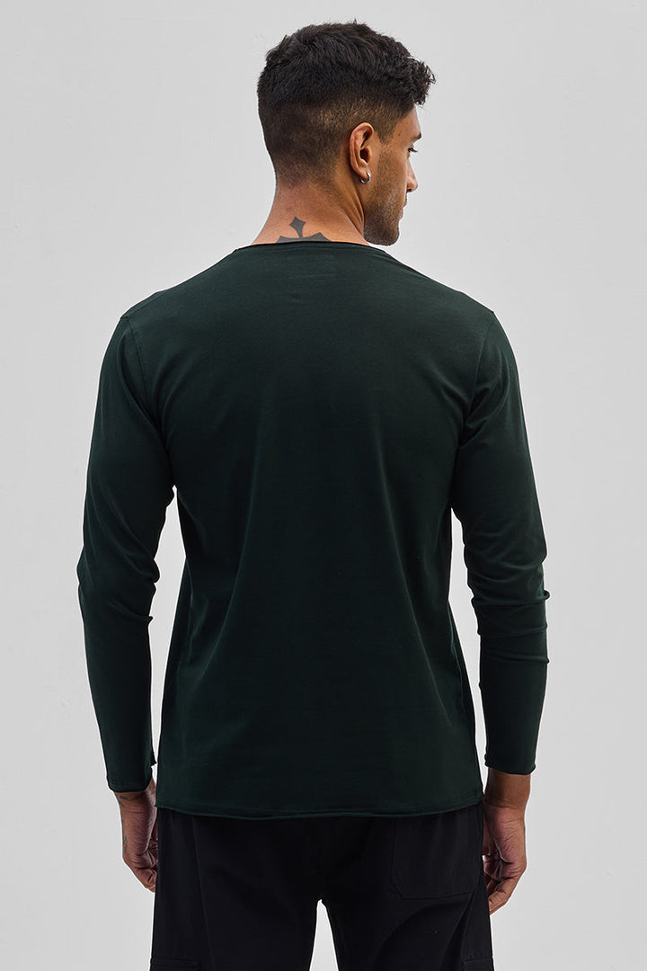 Dark Green Stretch Full Sleeve T-Shirt