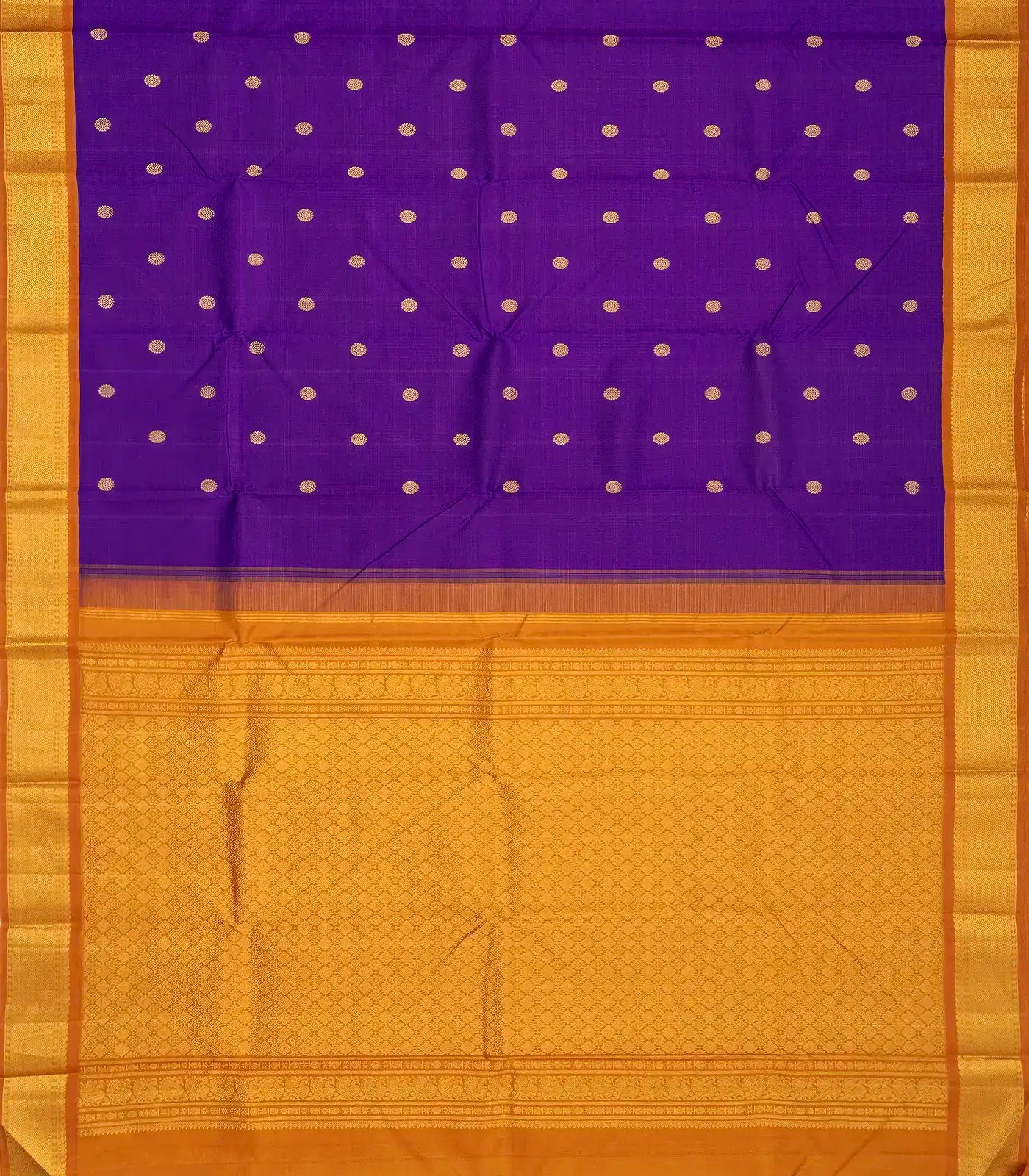 Purple Handloom Kanchipuram Korvai Silk Saree With Chakaram Buttas