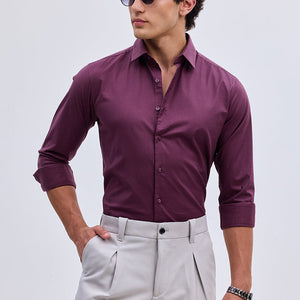 Burgundy Stretchable Slim Fit Shirt