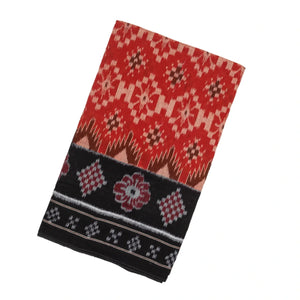 Red Handloom Orissa Cotton Saree With Tie & Dye Floral Motifs