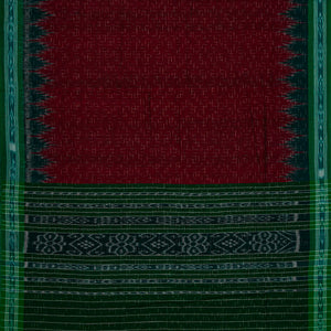 Maroon Handloom Orissa Cotton Saree With Green Border