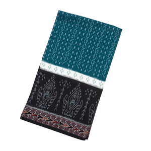 Blue Handloom Orissa Cotton Saree With Tie & Dye Floral Motifs