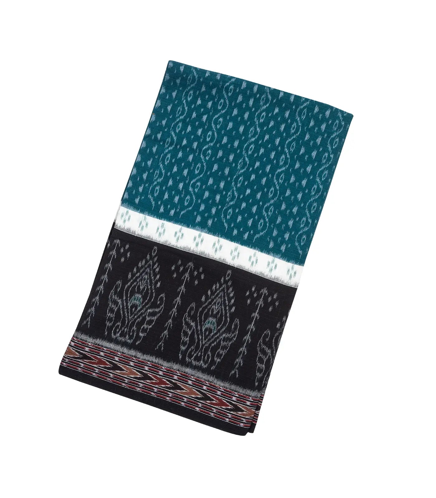 Blue Handloom Orissa Cotton Saree With Tie & Dye Floral Motifs