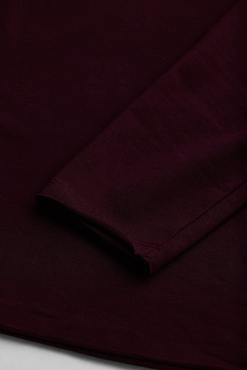 Maroon Stretch Full Sleeve T-Shirt