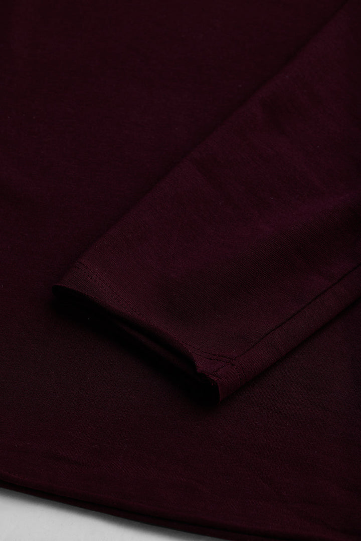 Maroon Stretch Full Sleeve T-Shirt