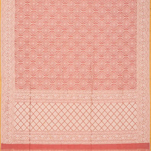 Dusty Pink Handwoven Banarasi Silk Cotton Saree With Floral Motifs