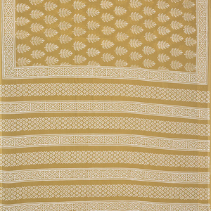 Beige Woven Jaipur Cotton Saree With Printed Floral Motifs