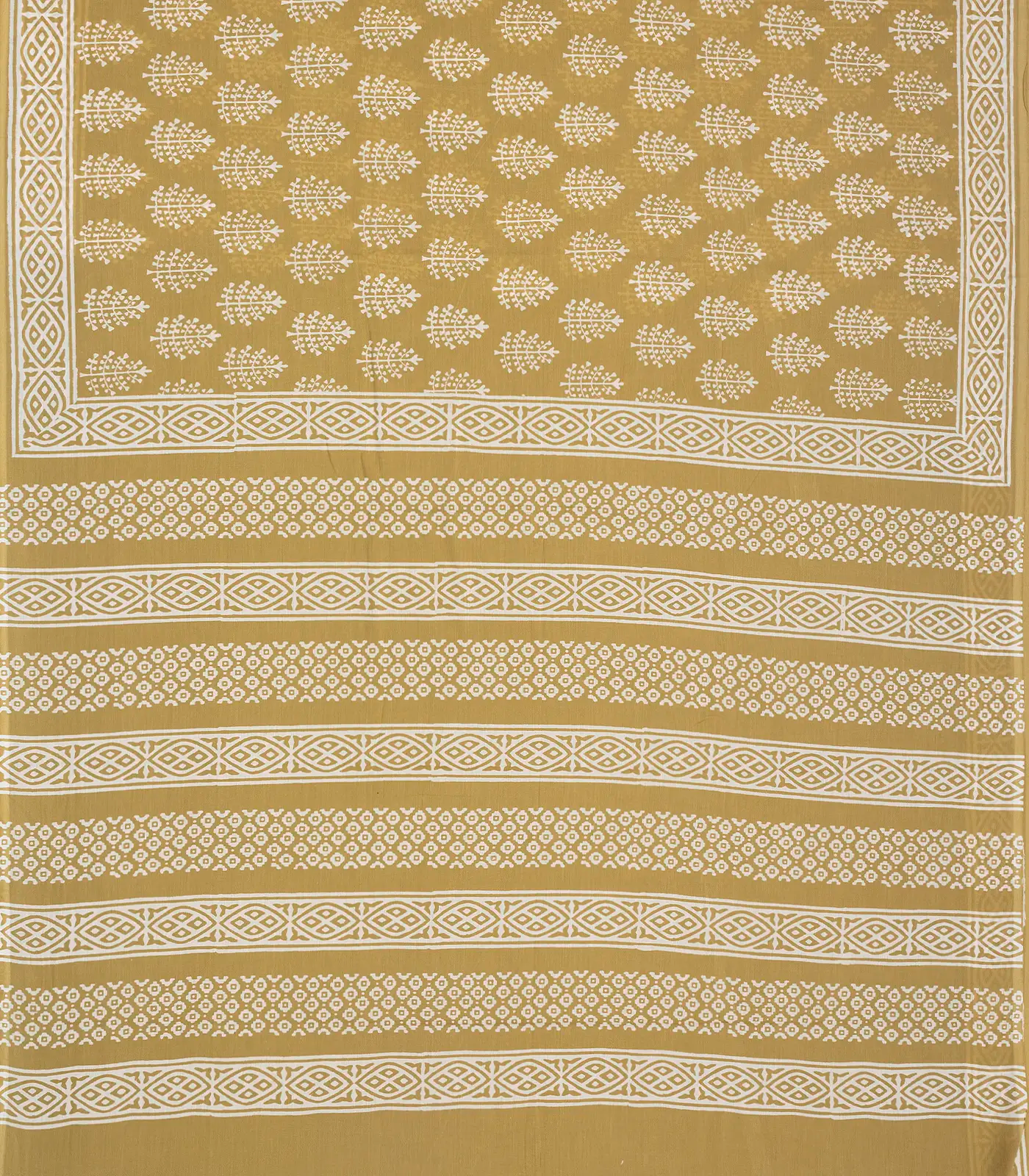 Beige Woven Jaipur Cotton Saree With Printed Floral Motifs