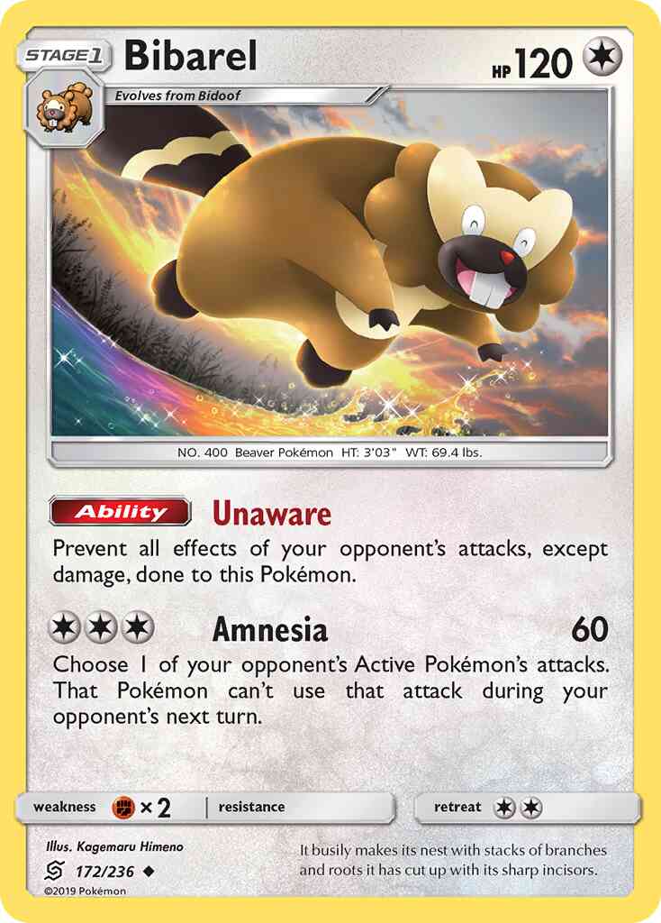 Bibarel - 172/236 - Uncommon [sm11-172] [Reverse Holo]