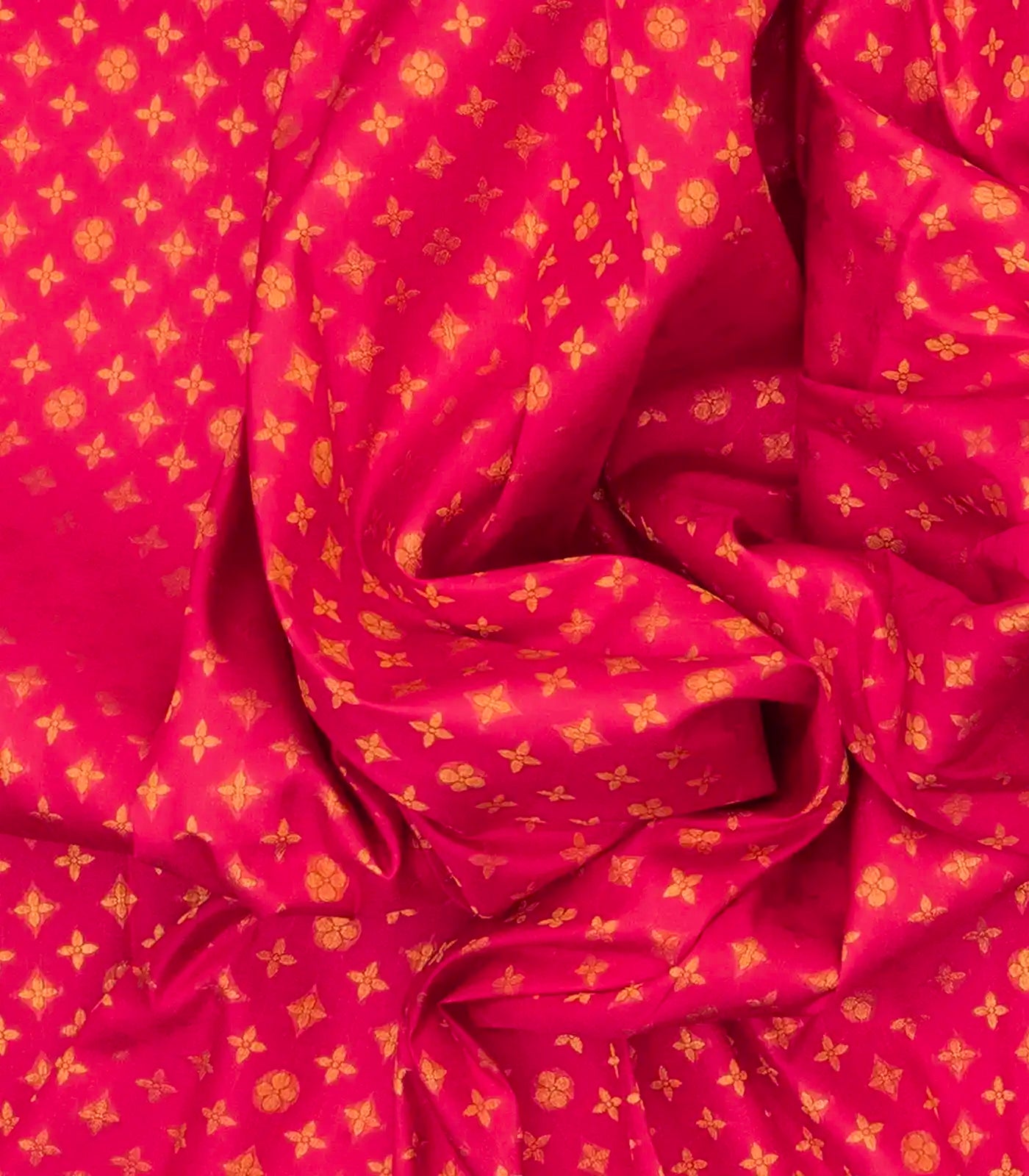 Pink Handloom Kanchipuram Silk Saree With Star Flower Motifs