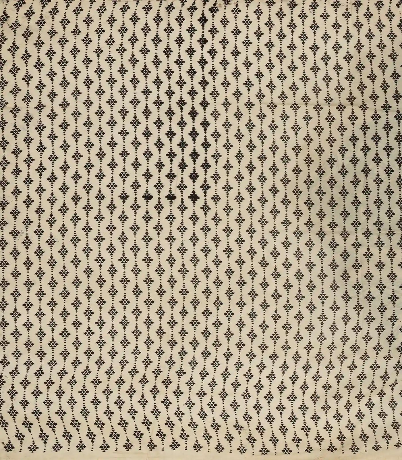 Turquoise Handloom Kalamkari Cotton Saree With Printed Chevron Motifs