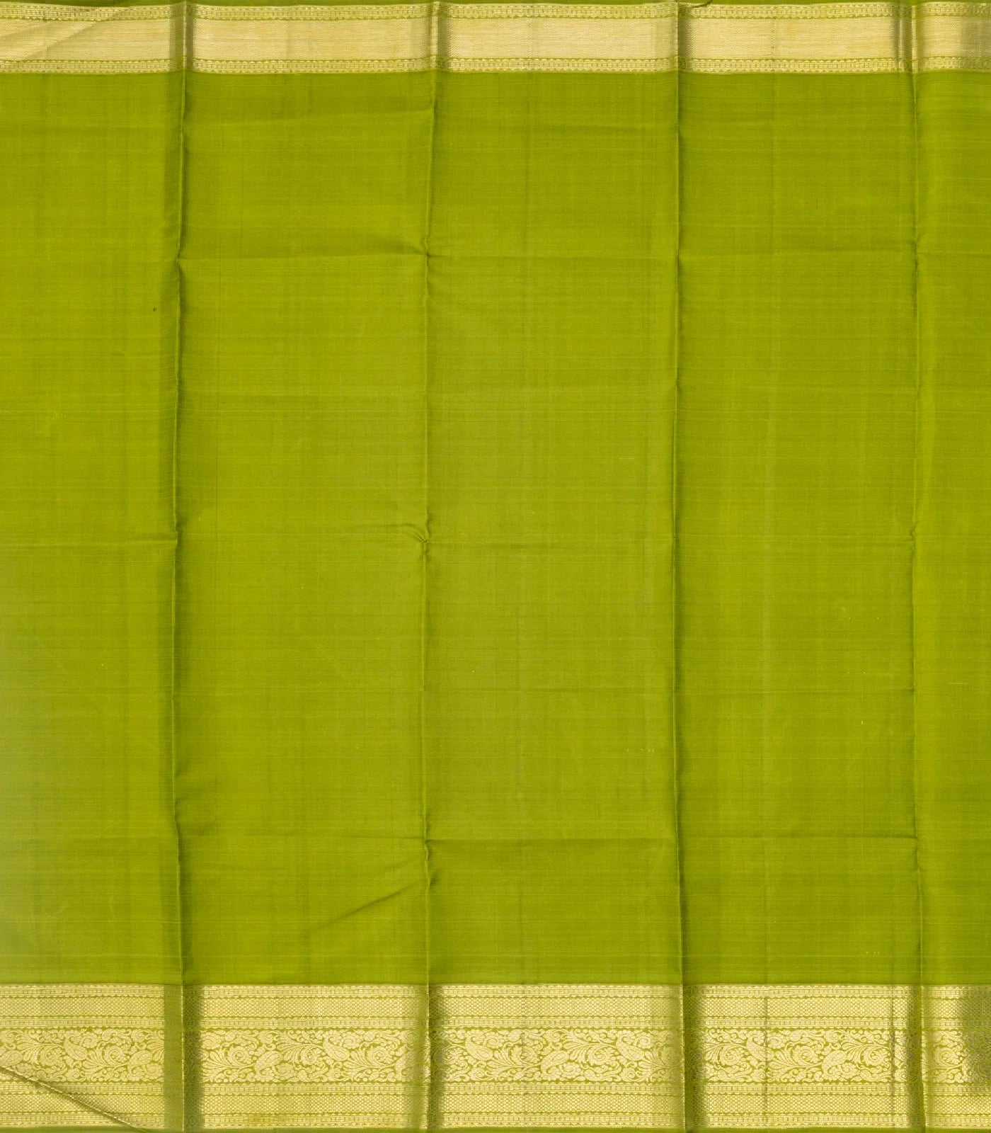 Yellow Handloom Kanchipuram Korvai Silk Saree With Zari Stripes