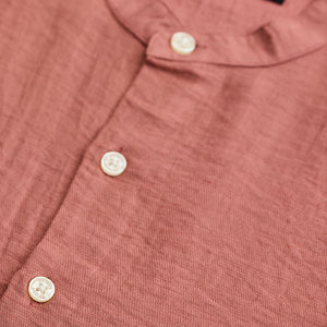 Coral Mandarin Linen Blend Shirt