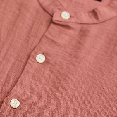 Coral Mandarin Linen Blend Shirt