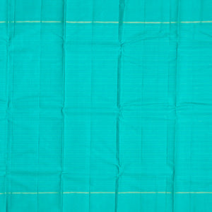 Blue Handloom Korvai Kanchipuram Silk Saree With Checks