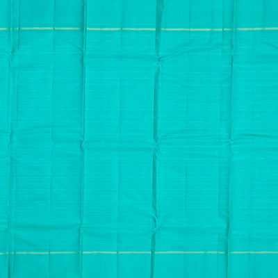 Blue Handloom Korvai Kanchipuram Silk Saree With Checks