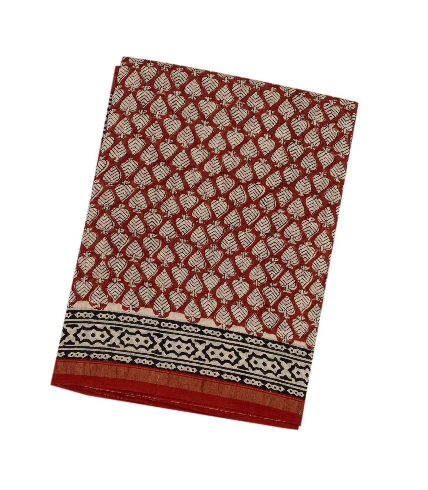 Crimson Handloom Chanderi Cotton Saree With Printed Floral Bud Motifs