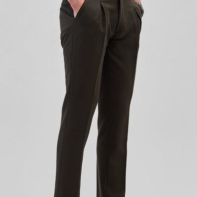 Dark Brown Slim Fit Stretch Trousers