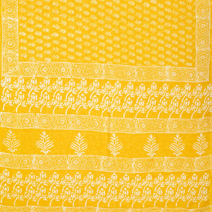 Yellow Woven Jaipur Cotton Saree Printed With Floral Motifs
