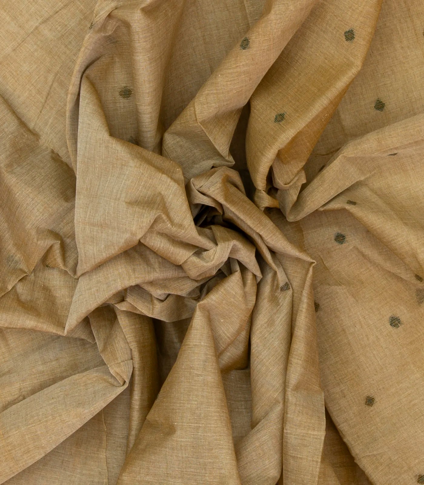 Beige Bengal Cotton Saree With Diamond Motifs