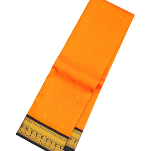 Mango Yellow Handloom Kanchipuram Korvai Silk Saree With Floral Buttas