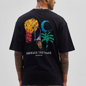 Chaos Black Oversized Fit T-Shirt