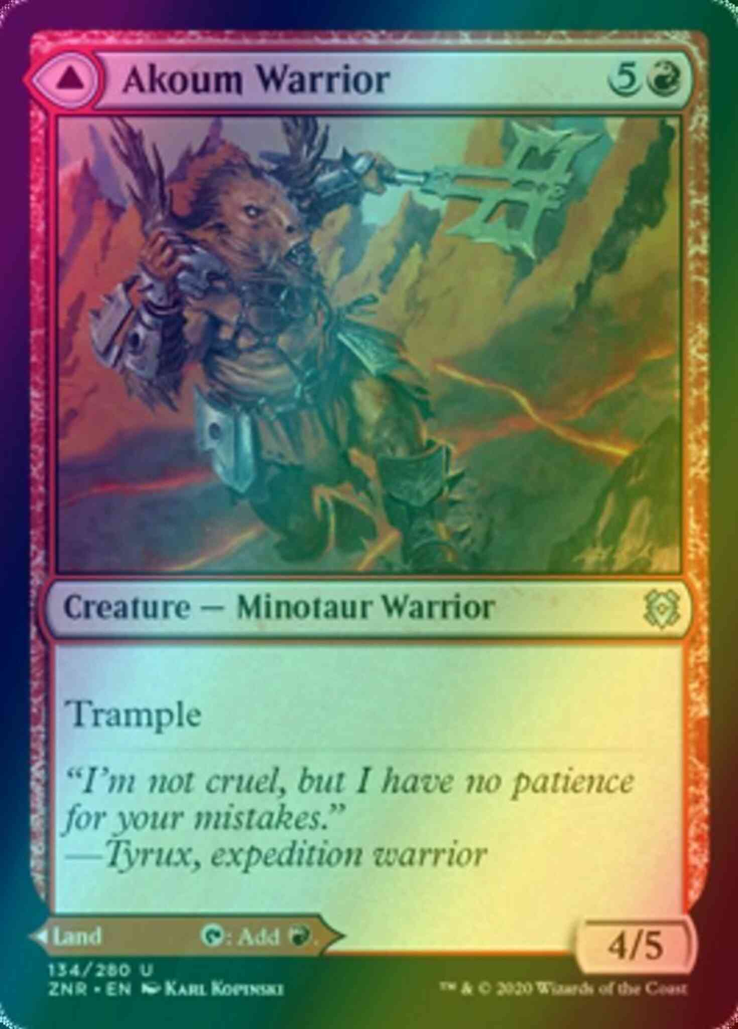 Akoum Warrior // Akoum Teeth [134] [Zendikar Rising] [Foil]