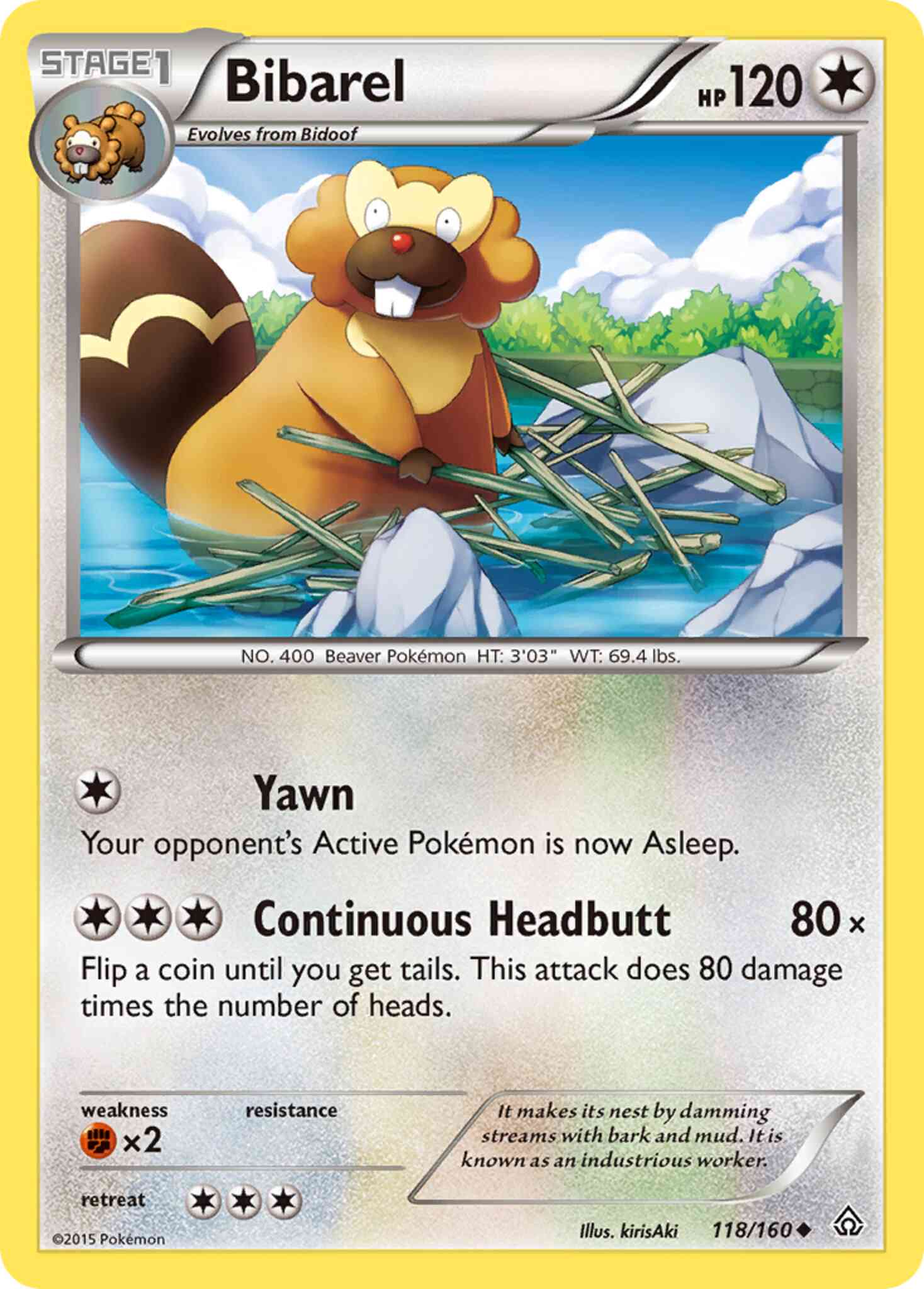 Bibarel - 118/160 - Uncommon [xy5-118] [Non-Holo]