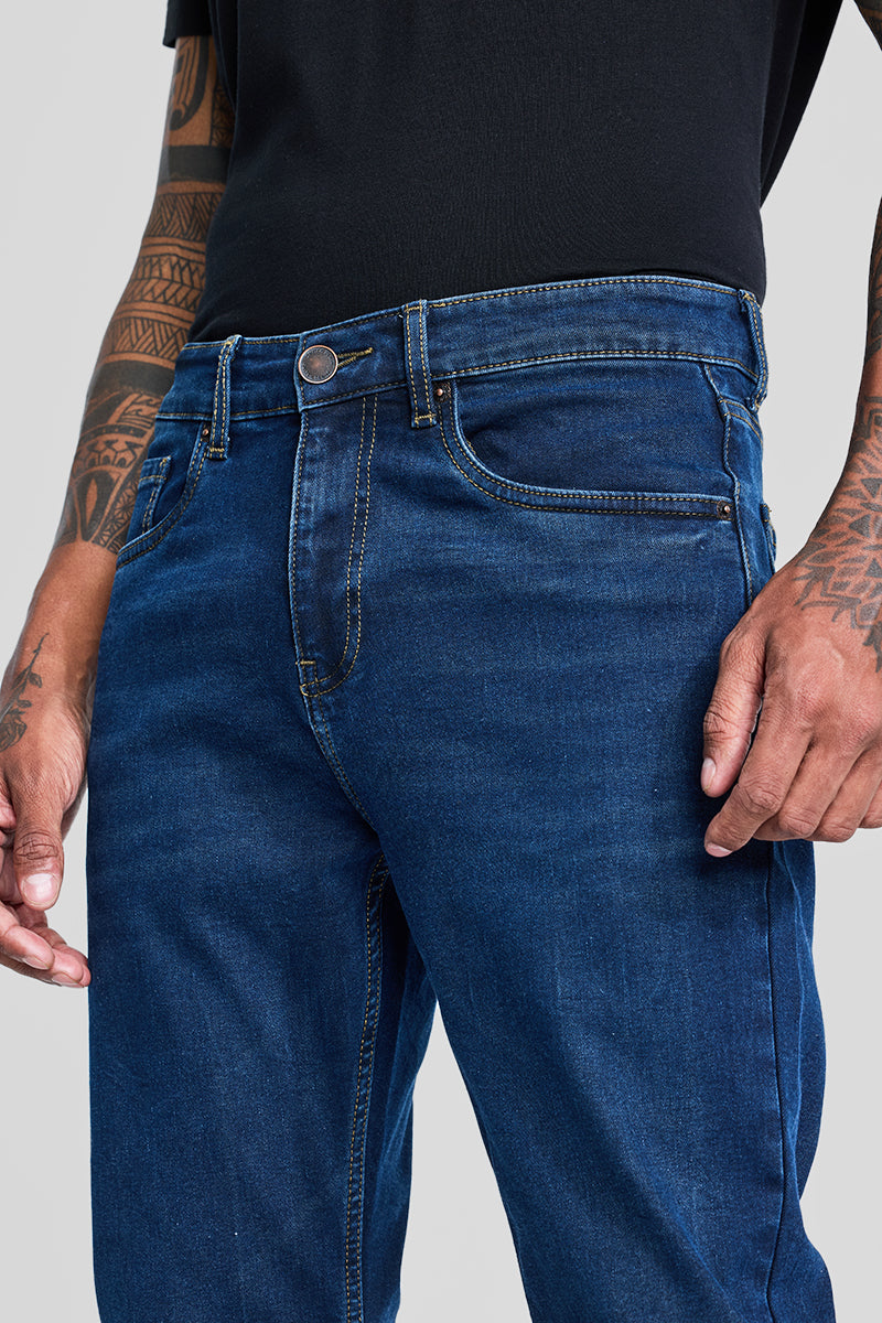 Navy Tapered Fit Jeans