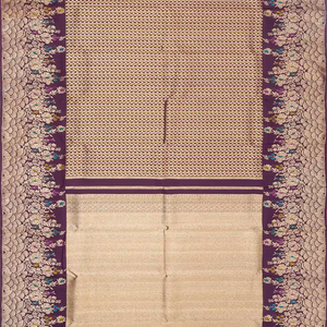 Lilac Handloom Kanchipuram Silk Saree With Chevron Stripes