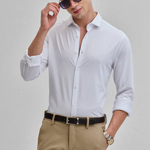 White Solid Stretch Shirt