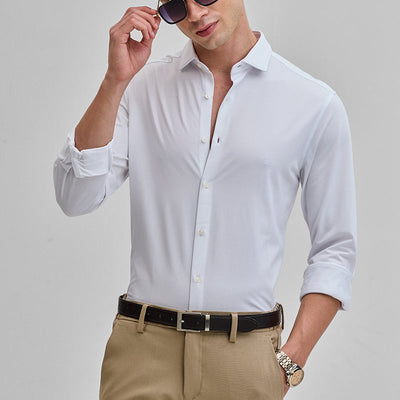 White Solid Stretch Shirt