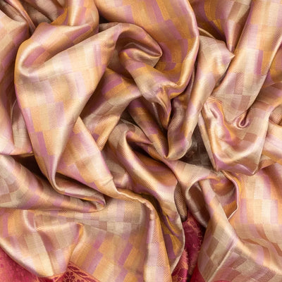 Baby Pink Handloom Kanchipuram Silk Saree With Zari Motifs