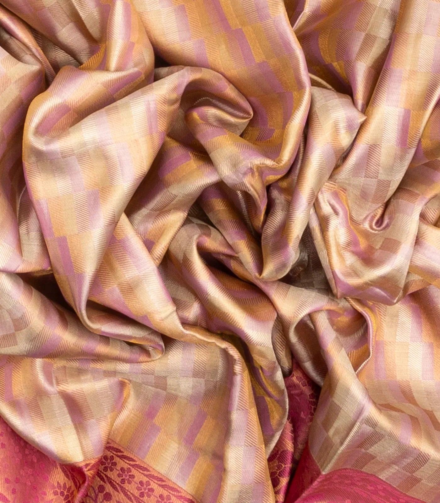 Baby Pink Handloom Kanchipuram Silk Saree With Zari Motifs