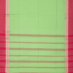 Mint Green Bengal Cotton Saree With Pink Border