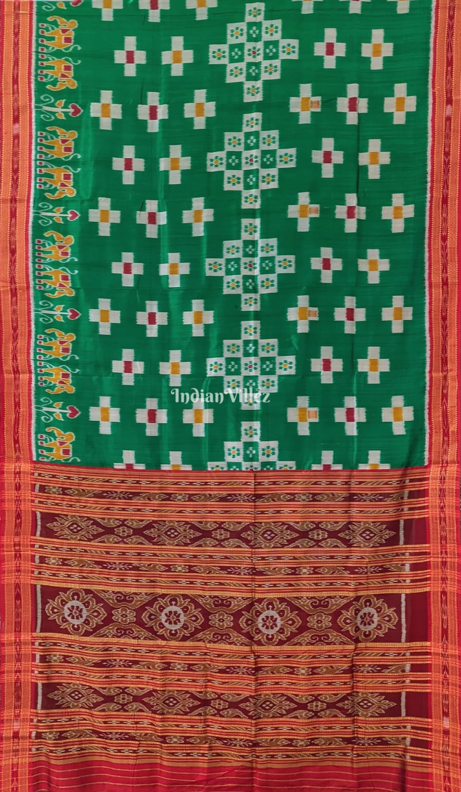 Green Pasapali Odisha Ikat Khandua Silk Saree