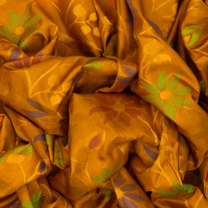 Mustard Handloom Uppada Silk Saree With Meena Floral Motifs
