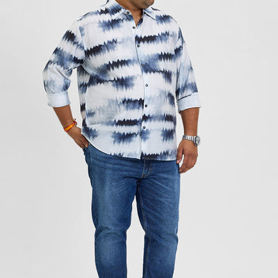 White Abstract Regular Fit Shirt