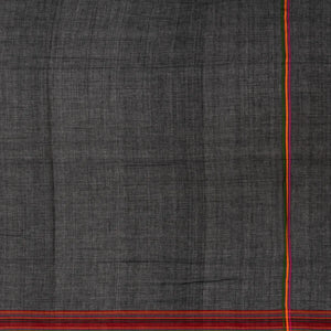 Black Handloom Bengal Cotton Saree With Multi Stripes