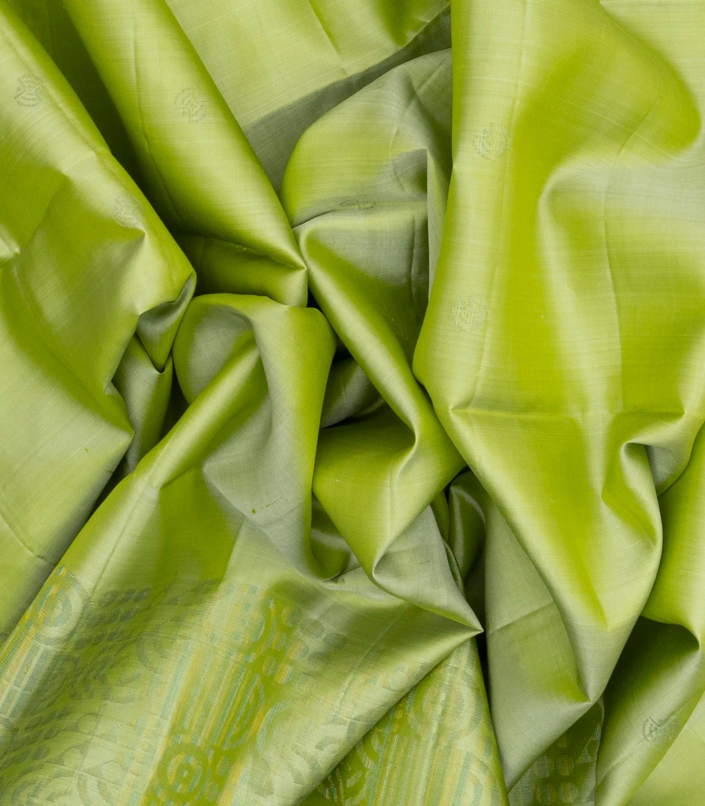 Mint Green Handloom Soft Silk Saree With Spiral Buttas